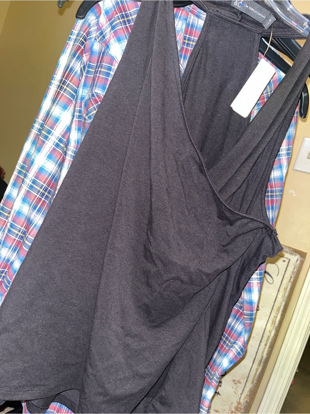 Black Sleeveless Drape Front Tank